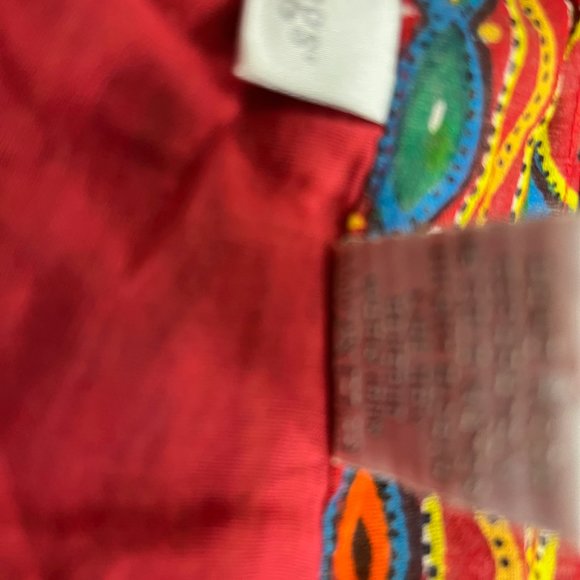 Soft Surroundings bohemian wrap maxi skirt beaded mirrors red gold L India - Picture 8 of 8